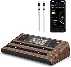 Wireless Smart Meat Thermometer with Dual-Sensor Probe, 500FT Remote Monitoring, Dedicated App, Real-Time Ambient and Food Temperature Tracking for Precise Cooking Control