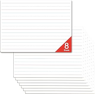 8 Sheets Dry Erase Lined Whiteboard, Double Sided Ruled Writing Board & Handwriting Practice Tool for Classroom, School, Office Supplies Whiteboard (9” x 12”)