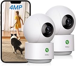 AOSU 4MP Security Camera Indoor - 2.5K Baby Monitor Pet Camera 360° for Home Security with 5/2.4 GHz Wi-Fi Router, One-Touch Call, Smart Motion Tracking (2 Pack)