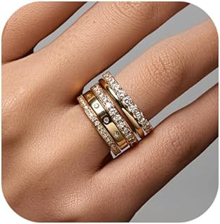 FAXHION Gold Plated Ring Set