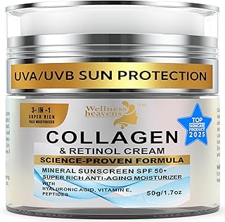 Face Moisturizer with SPF | Sunscreen for Face | Collagen, Retinol, Hyaluronic Acid Cream | Age-Defying, Lift & Firm Cream | Crema Hidratante para la Cara | Anti-Aging Moisturizer | Sunscreen | 1.7oz