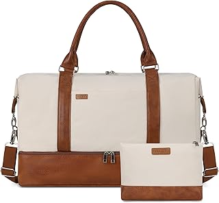 Women's Weekender bag Travel Duffel Bag with Shoe Compartment 21-inch Airline-Approved Carry-On, 2-Piece Overnight Bag Set Personal Item Luggage