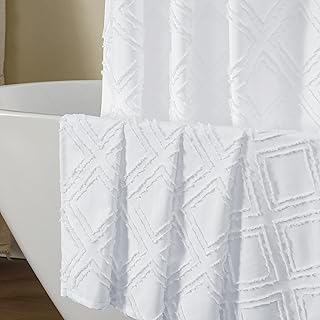 OWENIE White Boho Shower Curtain
