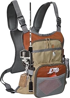 Fly Fishing Chest Pack, Lightweight Fishing Backpack, Fishing Tackle Storage Fits Up to Hold Fly Boxes, Fishing Accessories for Men(Orange + Gray)