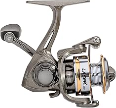 Lew’s Laser Lite Spinning Fishing Reel, 6+1 Bearings, Graphite Frame and Sideplate, Speed Lube, Multi-Disc Drag, Metallic Gray/Silver/Gold