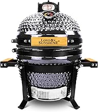 Ceramic BBQ Charcoal Kamado Grill 13 inch Portable Tabletop BBQ Bright Gray