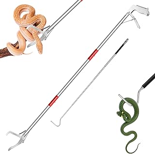 50in Snake Clamp 26in Retractable Snakes Hook,Foldable Locking Animal Handling Tool