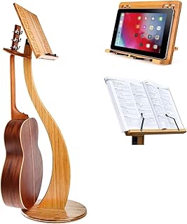 2-in-1bamboo Sheet Music Stand, Tradition Wooden Music Sheet Stand, Professional Music Book Holder, With Retro Hollow Elegant Pattern, Guitar Violin Music Stand