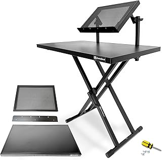 AxcessAbles Portable Two-Tier DJ Table Stand| Two Tier Piano Keyboard Stand for Sheet Music and Tablet | DJ Laptop and Controller Stand | Music Production Workstation | Booth Stand