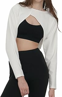 Deviwear Pilates Unbalanced Bolero Active Long Sleeve Coverup Tshirt Yoga Gymwear ecofriendly Fabric Cropped Top DEVI-T0088
