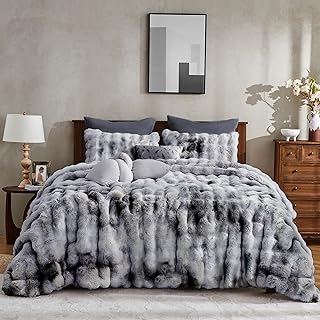 Rabbit Fur Tie-Dye Comforter Set