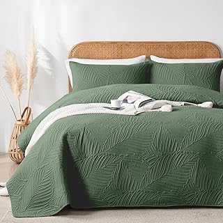 OARAGE Olive Green Queen Quilt Set