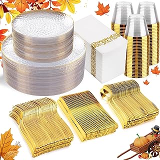 Rubtlamp Gold Disposable Dinnerware Set