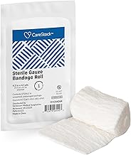 CareStock Gauze Rolls Bandage [Pack of 1] 4.5 in x 4.1 yds, Sterile, Rolled Cotton Dressing, First Aid Wrap, Medical Grade Supplies