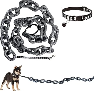 6 Ft Funny Dog Leash - Giant Plastic Chain Leash with Puppy Collar for Small Dogs, Cats, and Puppies - Black Funny Chain Dog Leash