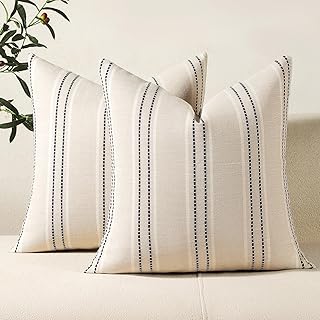 Hckot Striped Linen Pillow Covers