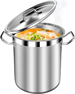 Commercial Grade Large Stock Pot - Soup Pot with Lid - Non-Nickel Stainless Steel - Healthy Cookware Polished Stockpots - Heavy Duty - 35 Quart (8.8Gallon)
