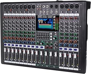 GF12 Multifunction 12 Channel Audio Mixer Stage Performance Mixer Isolated Independent Mute Built-in 7 Level Equalizer and 99 Reverb DJ Mixer for Stage Performance/Karaoke/DJ Music