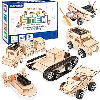 6-in-1 STEM Kits for Kids Age 8-12, Educational STEM Toys for Boys and Girls, Wooden Building Kit for Kids STEM Science Experiments Kit, Ideal Christmas Birthday Gifts for 8 9 10 11 12 13 Year Old