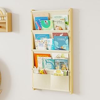 Wall-Mounted 4-Tier Kids Bookshelf