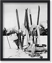 Monem Art Ski Gears Print - Winter Sports Poster - Black and White Photography Art - Landscape Wall Design - Great Bedroom or Living Room Wall Decor - 24x32 UNFRAMED Wall Art