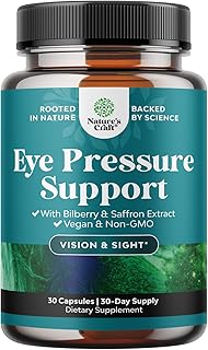 Eye Pressure Support with Bilberry Extract - Vegan Eye Health Supplement for Adults For Ocular Pressure Relief with Saffron Ginkgo Niacin and More Vitamins Vision Support (1 Month Supply)