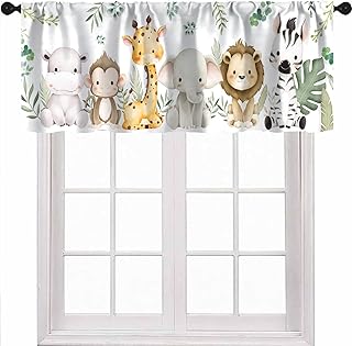 Animals Window Valance, Baby Animals Watercolor Woodland Forest Nature Curtains for Kids Nursery Bedroom Drapes Valance for Kids Boys Girls Bedroom Nursery Hoom 54x18 Inch, 1 Panel