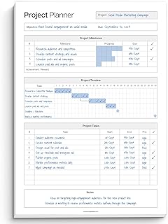 Project Planner Notepad - Project Management Organizer Desk Pad - Manage Project Tasks and Meeting Deadlines Effectively - 50 Sheets of Premium 120gsm Paper | Management | A4 Mono