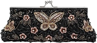 Vintage Butterfly Floral Beaded Evening Bag Elegan Handbag for Women for Brides, Proms, Parties, and Formal