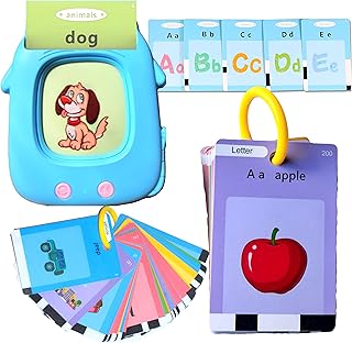 Pocket Speech Talking Flash Cards, Must haves Educational Learning Toys with Electronic Reader & Carrying Ring Ages 1-4, Sensory toys, Gifts for people with autism, Toddler Birthday gifts Boys & Girls