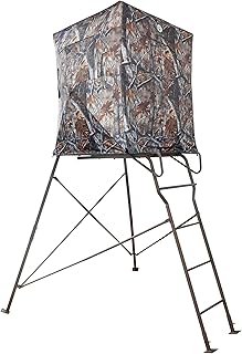6 Foot Tripod Hunting Tower Blind, 2-Person Stand Elevated, 4' x 4' Platform for Deer Hunting, Antelope and Elk, Camouflage