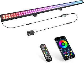 LED Stage Wash Light Bar - 60W Dual-Row Dimmable DJ Light Bar - Smart APP & Remote Control - Chase Effects Sound Active Timer Function - Aluminum Shell for Party Events Home Decoration Wall Display