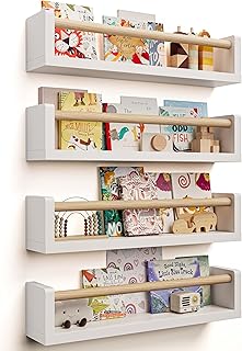 Includes Hardware, No Wood Inserts Needed Nursery Book Shelves, 4 Pack, Wall Book Shelves for Kids Room, Baby, Toddler, Nursery Decor