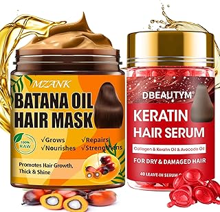 Batana Oil for Hair Growth & Keratin Hair Treatment Serum,Batana Hair Mask for Damaged Hair and Growth,40 Capsules Leave-in Hair Oil Anti Frizz Hair Conditioner Serum