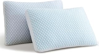 Shredded Memory Foam Cooling Soft Pillows Queen Size Set of 2, Adjustable Hypoallergenic Hotel Quality Pillow for Back, Side and Stomach Sleeper, Bamboo Viscose Cover, Oeko-TEX Certified