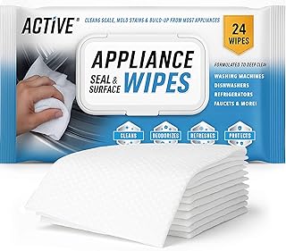 ACTIVE Home Appliance Surface Cleaner Wipes Heavy Duty Wipe for Cleaning Washing Machine, Dryer Stainless Steel Refrigerator, Glass Cooktop, Microwave, Dishwasher, Counter, Tile - 24 Large Wipes