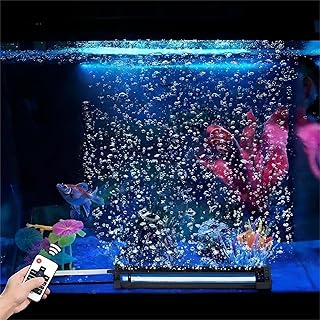 Submersible Bubble Aquarium Light?Multicolor RGB Fish Tank Light with Remote & Adjustable Brightness for Pet Plants Grow - Waterproof Submersible Led Lights for 5-10In Saltwater Tanks