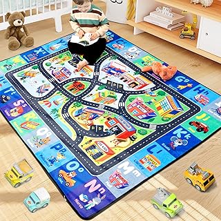 ABC Rug, Toddler Play Mat Rug 4x6 Feet, Extra Thick (0.4in) Washable Baby Play Mat for Floor, Classroom Carpet Non-Slip for Learning, Alphabet, Nursery Mat for Crawling & Fun & Playroom Decor