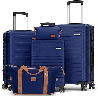 Luggage Sets 5 Piece Suitcases with Wheels, Suitcase Set ABS Hard Case Luggage with Spinner Wheels Durable Travel Luggage