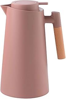 1L Thermal Coffee Carafe, Double Walled Vacuum Coffee Pot, Thermal Carafe Pot with Wood Handle, Water Kettle Insulated Flask, 24 Hours Hot, for Keeping Hot Coffee,Tea, Water (Coffee)