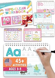 Hadley Designs ABC Tracing Books for Kids Ages 3-5, Dry Erase Writing Practice for Kids Age 3-5, Preschool Workbooks Age 3-4, Alphabet Letter Tracing Book for Toddlers Preschool Learning Activities