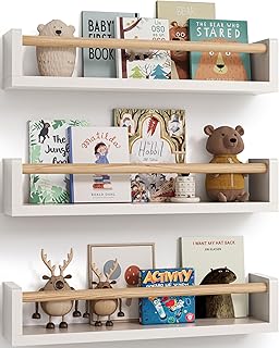 Nursery Book Shelves, Set of 3, Wall Bookshelf, Book Shelf for Kids Rooms, Wall Book Shelves for Bedroom Kids, Floating Shelf, Nursery Decor