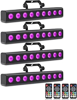 LED Stage Wash Light Bar,50W 9 LED 4IN1 RGBW DJ Stage Lights Bar with Remote Control Sound Activated DMX Stage Light for Church Events Wedding Disco Party DJ Lights 4Pack
