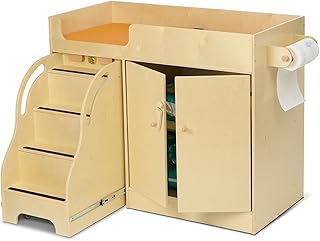 Monläurd® 100% Birch Baby Changing Table with Stairs & Storage, Montessori Toddler Diaper Changing Station, Safe Nursery Furniture for Daycare & Home
