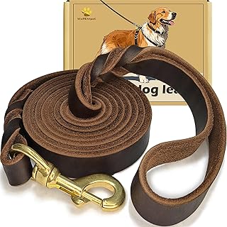 Leather Dog Leash 6ft x 3/4 inch, Heavy Duty, Soft and Strong for Large, Medium, Small Dogs - Premium Leather Leash for Dogs