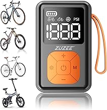 Mini Bike Pump, 150 PSI Portable Bicycle Pump with Gauge, 3X Faster & Auto Stop & Brushless Motor, Electric Bike Tire Pump with Presta and Schrader Valve for Road Bike, MTB, Motorcycle, Ball,etc