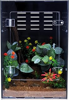 Reptile Enclosure for Crested Gecko – 12x12x18 Acrylic Reptile Tank for Gecko, Snake, and Lizard – PVC Terrarium for Small Pets