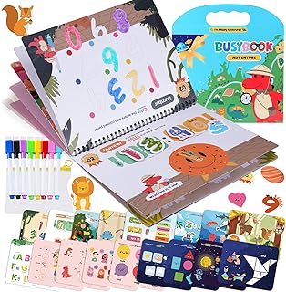 Activity Busy Books for Kids Ages 3-5 | Preschool Learning Activities Workbooks with Letter Tracing Handwriting Practice, Autism Sensory Pre-Assembled Educational Toys Gifts for Toddlers Boys Girls