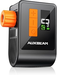 Auxbeam Tiny Bike Pump with Gauge, 120PSI Electric Bicycle Pump with Presta and Schrader Valve, Portable Air Pump for Road Bike, City, Mountain and E-Bike