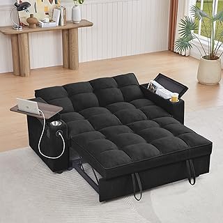 3-in-1 Black Chenille Sofa Bed